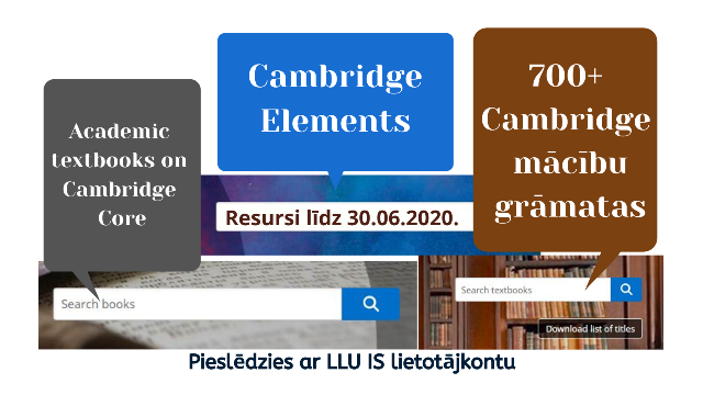 Cambridge University Press resursi līdz 30.06.2020 Latvijas Lauksaimniecības universitātē.