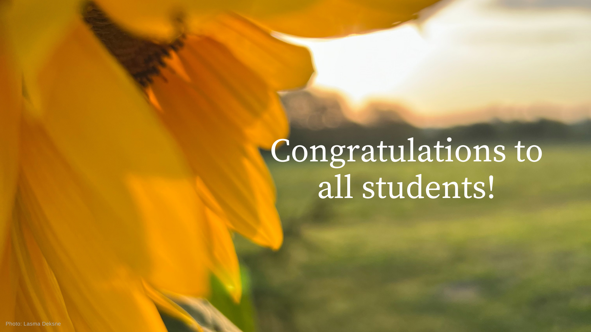 Congratulations on the beginning of the new academic year