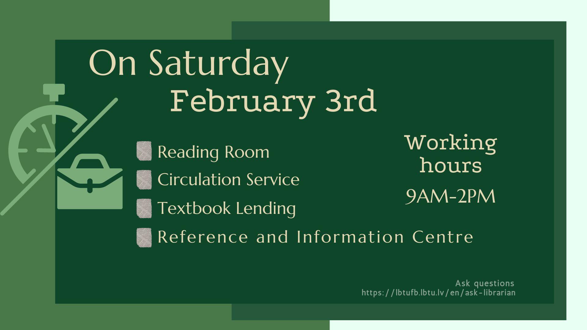 On Saturday, January 3rd, 2024, library is open from 9am until 2pm. Look in the PRIMO and find more books, articles and e-books!  You can check out the latest books in the reading room.