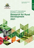 Research for Rural Development 2021 : annual 27th international scientific conference proceedings / Latvia University of Life Sciences and Technologies. Jelgava : Latvia University of Life Sciences and Technologies, 2021. 344 pages. ISSN 1691-4031. ONLINE ISSN 2255-923X. DOI: 10.22616/rrd.27.2021