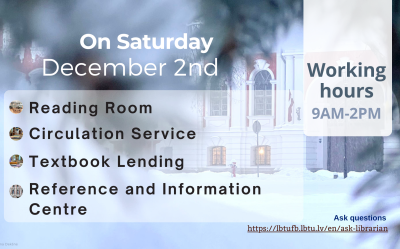 On Saturday, December 2nd, library is open from 9am until 2pm