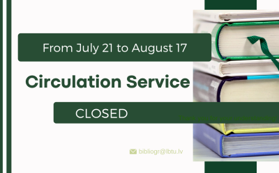 Please note that the Circulation Service will be closed from July 21 to August 17, 2025. During this period, books may be returned to the Reading Room (Room 254) on weekdays between 9:00 AM and 5:00 PM.  Thank you for your understanding!