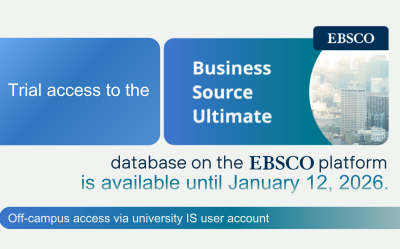 Business Source Ultimate database was opened on EBSCOhost platform and will be active until January 12, 2026