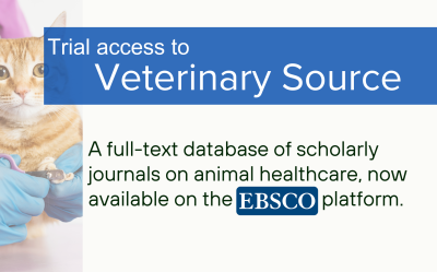 Veterinary Source database was opened on EBSCOhost platform and will be active until 31st of March 2026 at Latvia University of Life Sciences and technologies