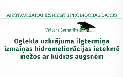 Valters Samariks. Oglekļa uzkrājuma ilgtermiņa izmaiņas hidromeliorācijas ietekmē mežos ar kūdras augsnēm :  Promocijas darbs – tematiski vienotu zinātnisko publikāciju apkopojums zinātnes doktora grāda zinātnes doktors (Ph.D.) lauksaimniecības, meža un veterinārās zinātnēs iegūšanai