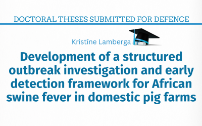 Kristīne Lamberga. Development of a structured outbreak investigation and early detection framework for African swine fever in domestic pig farms :  Doctoral Thesis based on a thematically coherent set of scientific publications for the doctoral degree of Doctor of Science (Ph.D.) in Agriculture, Forestry and Veterinary Sciences, 2026, Jelgava.